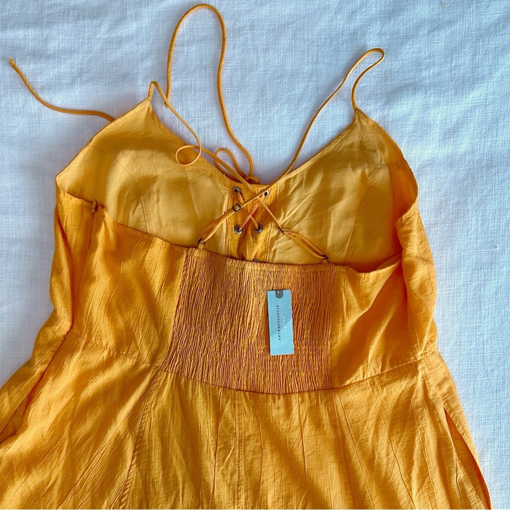 Maeve Anthropologie Orange Lace-up Full Skirt Sundress 1 X - Picture 11 of 13